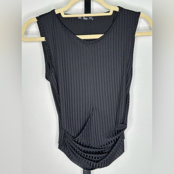 Zara Women Black Cross Front Crop Top - - Picture 1 of 3